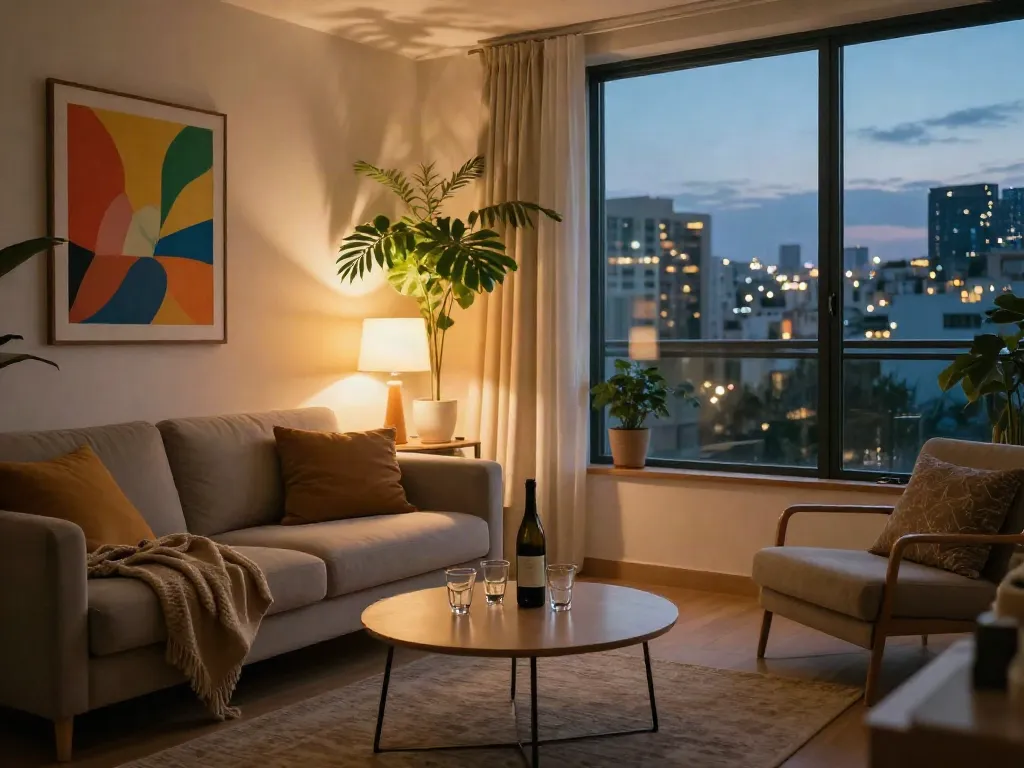 Cozy and inviting discreet apartment in Petah Tikva with warm ambiance.