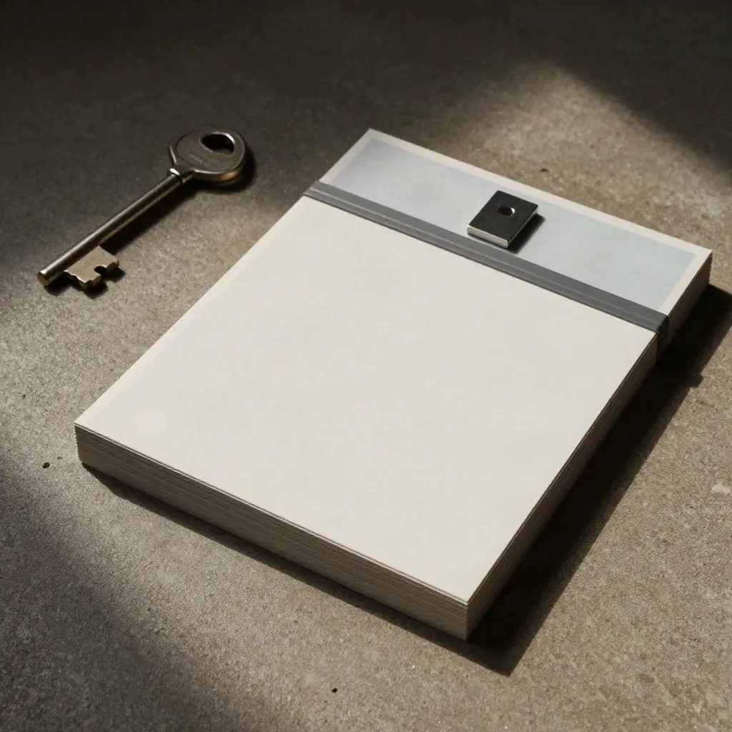 Flat lay di moduli UTM, barra di routing e blocco di allineamento su pietra chiara.
